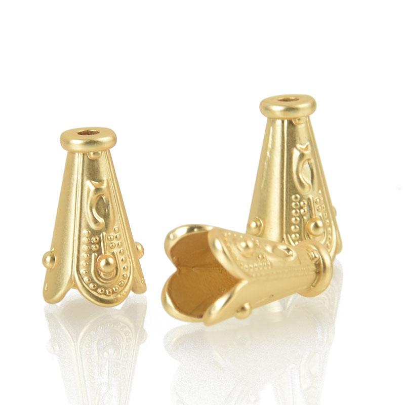 10 Matte Gold Tassel Caps Bead Cones fits 5mm fin0814