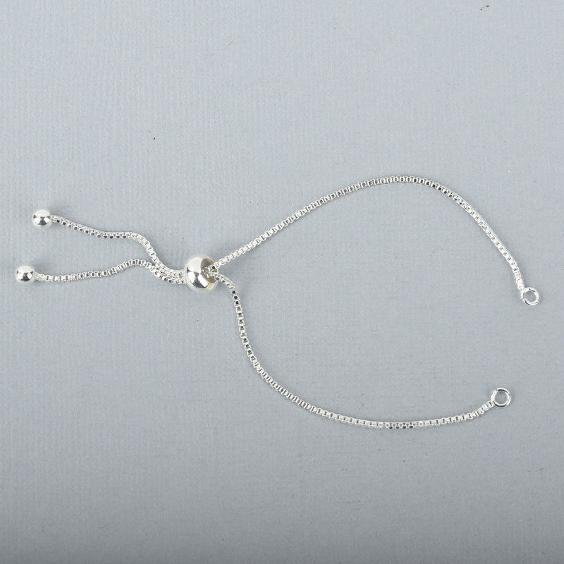 2 Silver Box Chain Slider Bracelet Connector Link Chain, fin0816