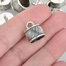 30 Silver End Caps for Tassel Jewelry, Leather Cord End Tassel Bead Caps Fits up to 12mm cord fin0836b
