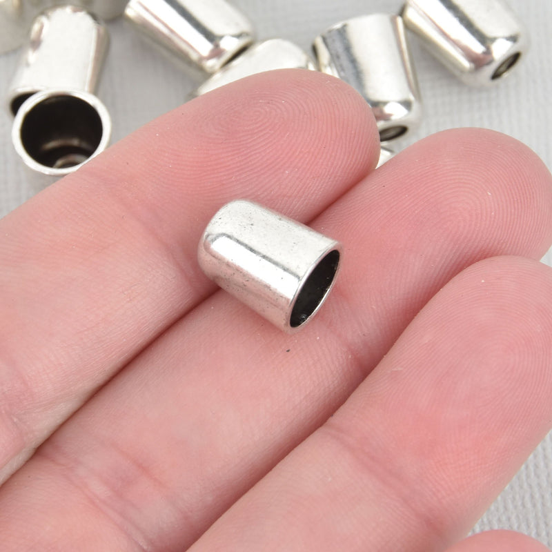 50 Silver End Caps for Tassel Jewelry, Leather Cord End Tassel Bead Cap fits 8mm fin0840