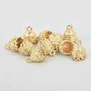 10 Gold Jhumki Charms Tassel Caps Bead Caps 15x12mm fin0842