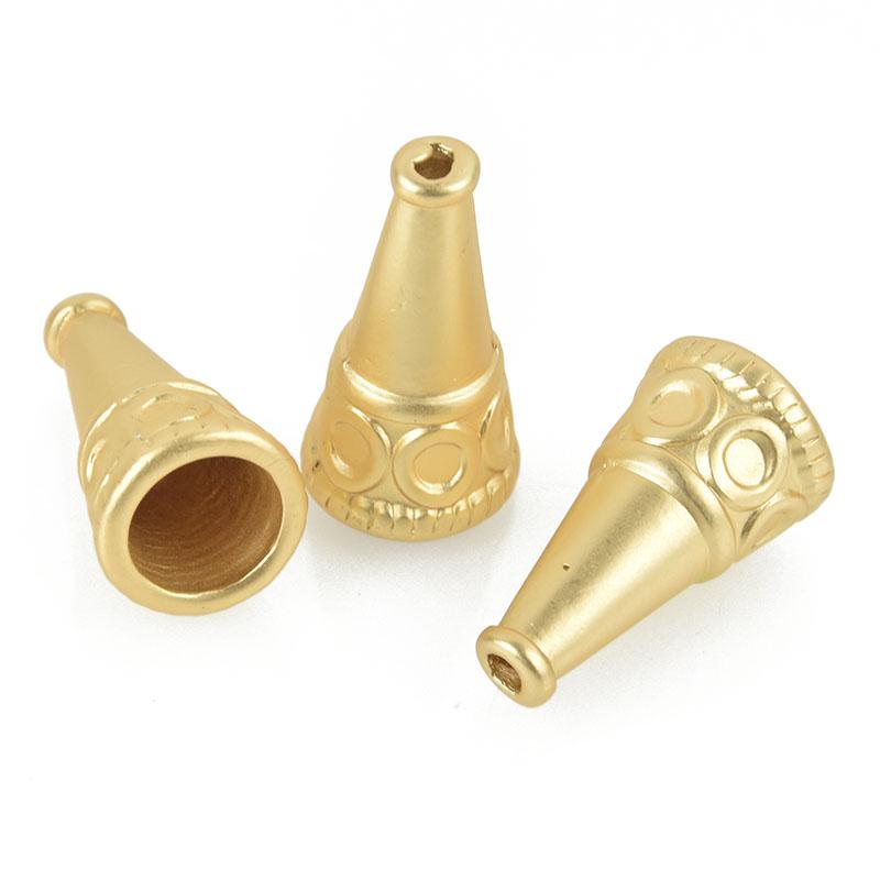 5 Matte Gold Tassel Cones Bead Caps fits 8mm to 10mm, fin0846