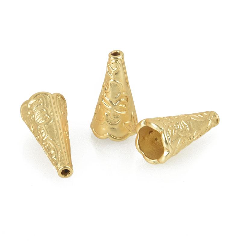 5 Matte Gold Tassel Cones Bead Caps fits 6mm fin0847