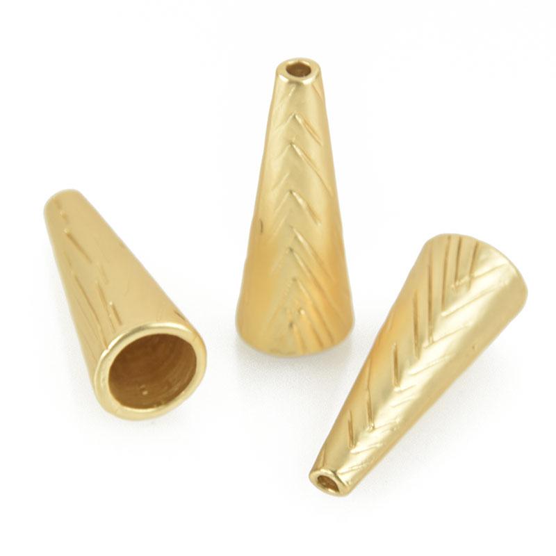 5 Matte Gold Tassel Cones Bead Caps fits 8mm fin0848