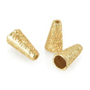5 Matte Gold Tassel Cones Bead Caps fits 6mm to 8mm, fin0849