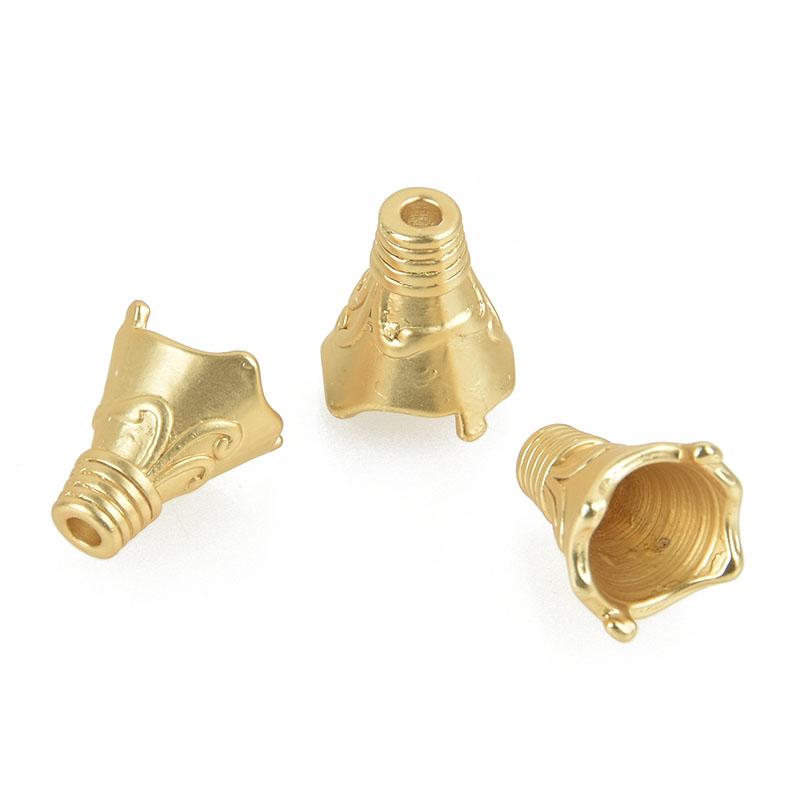 5 Matte Gold Tassel Cones Bead Caps fits 6mm to 8mm, fin0850