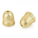2 Matte Gold Tassel Cones Bead Caps fits 16mm fin0854