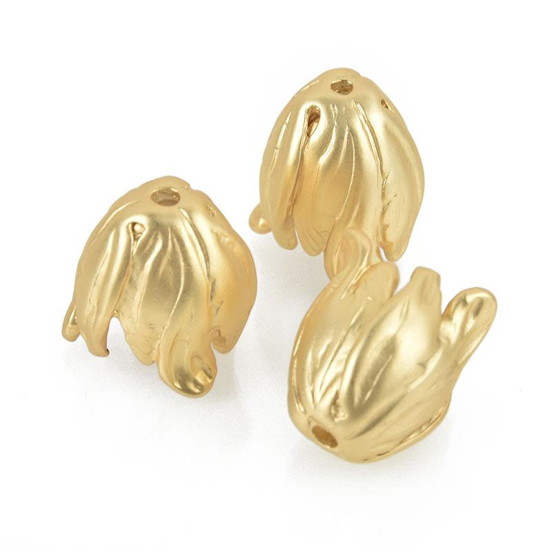 2 Matte Gold Tassel Cones Bead Caps fits 11mm to 12mm, fin0855