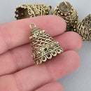 5 Gold Jhumki Charms Tassel Caps Bead Caps 28x22mm fin0857