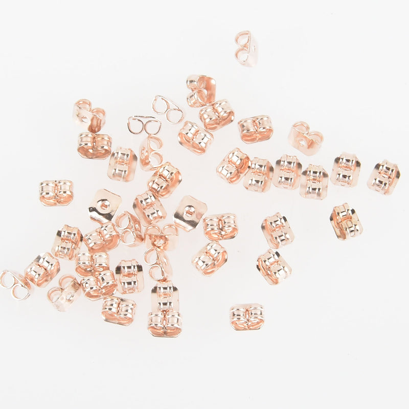 50 Rose Gold BUTTERFLY EARRING BACKS (25 pairs)  fin0858