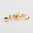 10 (5 pairs) gold plated post earrings, cabochon bezel setting fits 8mm round in bezel, fin0862