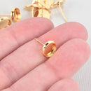 10 (5 pairs) gold plated post earrings, cabochon bezel setting fits 12mm round in bezel, fin0863