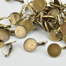 50 bronze cabochon bezel setting lever back earrings, fits 14mm round inside tray, (25 pairs) fin0869
