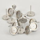 10 silver stainless steel 10mm cabochon bezel setting earring post components, fin0892