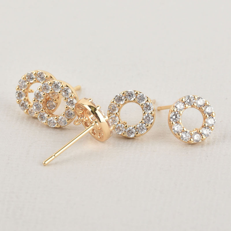 2 Gold Micro Pave Post Earrings fin0905