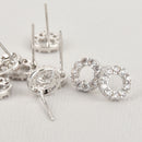 2 Silver Micro Pave Post Earrings fin0906