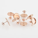 2 (1 pair) ROSE GOLD stainless steel cabochon bezel POST back earring, fits 12mm round inside tray fin0907