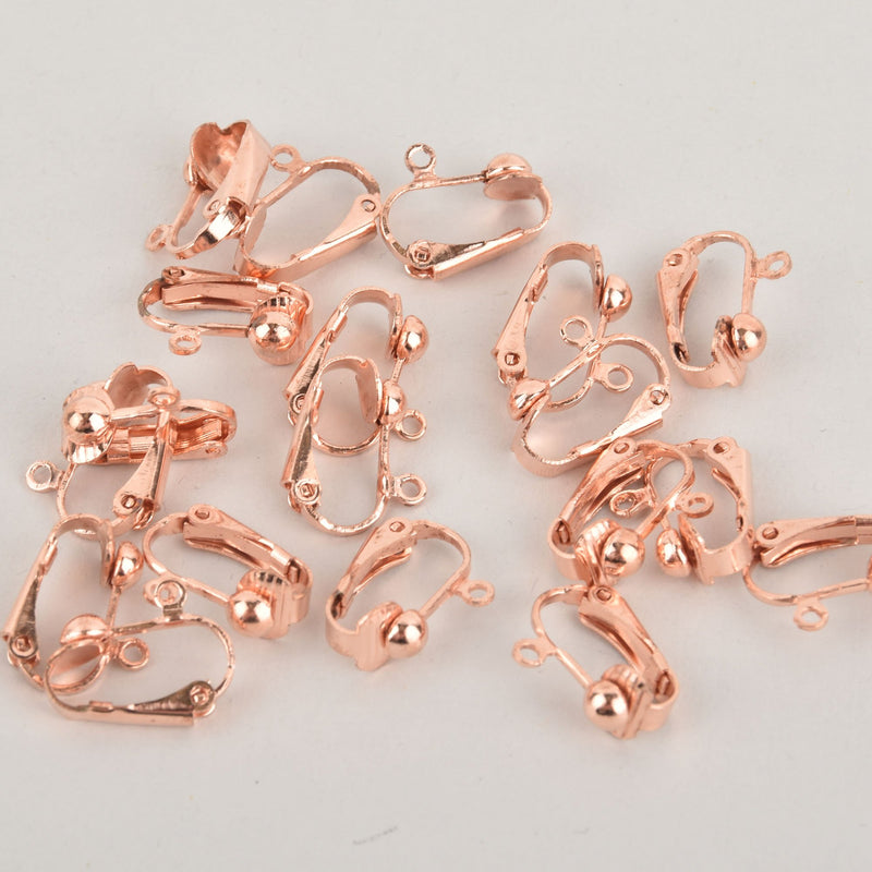 10 Rose Gold Clip-On Earring Blanks with Loop, fin0911