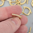 2 Gold Micro Pave Earrings, Lever Back, fin0916