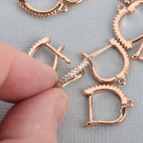 2 Rose Gold Micro Pave Earrings, Lever Back, fin0918