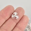 20 Silver Bead Caps, Thin Filigree Leaf Pattern 15mm fin0920