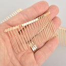 10 Gold Hair Comb Blanks, hair barrette blanks, 3" long, fin0921