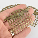 10 Bronze Hair Comb Blanks, Filigree hair barrette blanks, hat fascinators, fin0925