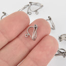 10 Silver Clip On Earring Blanks, Stainless Steel, fin0928