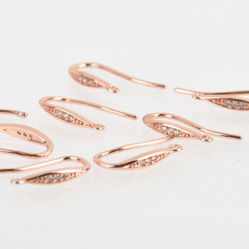 2 Rose Gold Micro Pave Earrings, Hook, fin0930