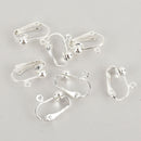 20 Silver Plated Clip On Earring Blanks, fin0931