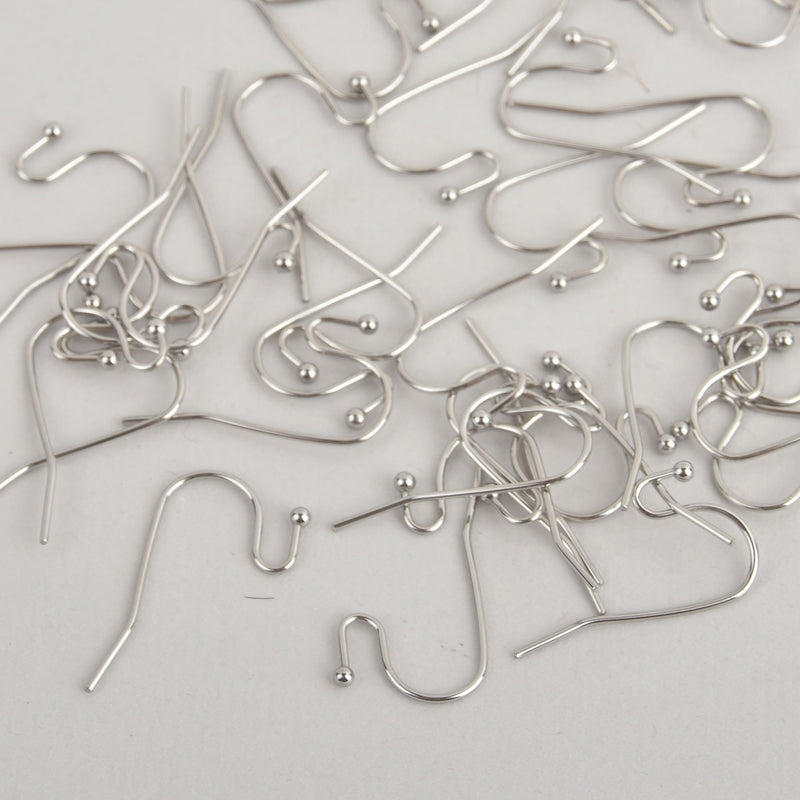 50 STAINLESS STEEL Fish Hook Earrings Ear Wires (25 pairs) fin0934