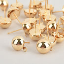 10 Earring Posts 18K Gold Filled ear studs, 10mm dome fin0936