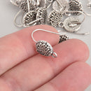 10 Silver Earrings with Loops, bumpy pattern, 5 pairs fin0937
