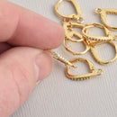 2 Gold Micro Pave Earrings, Lever Back, fin0942