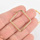 2 GOLD Huggie Earring Blanks Stainless Steel Square Diamond Hoops fin0949