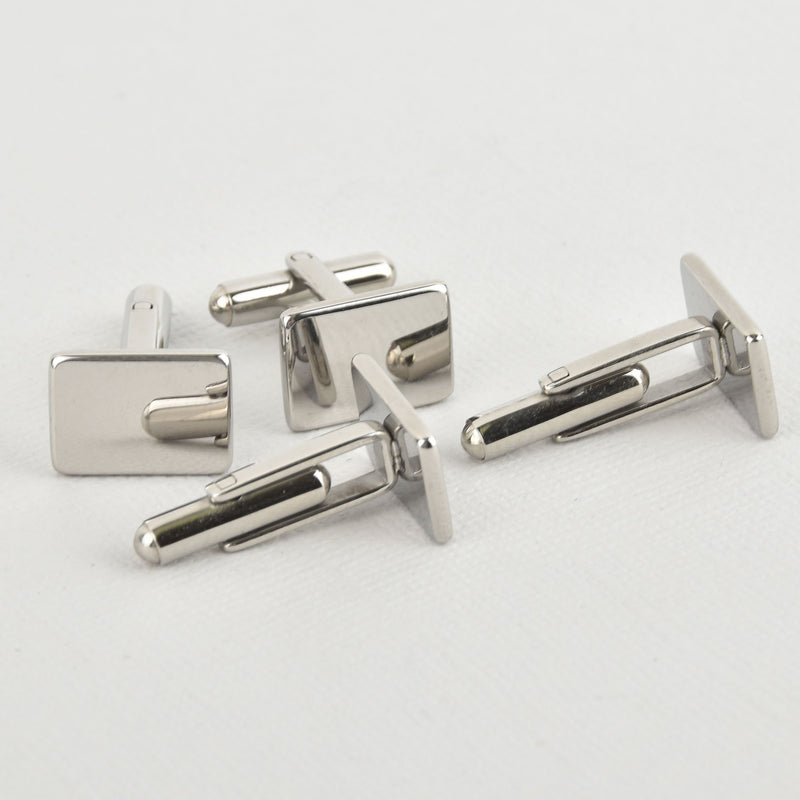 1 pair STAINLESS STEEL Cuff Links Blanks, CUFFLINKS Blanks, for stamping or engraving, rectangle pad 15x11mm, fin0950