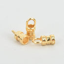 3mm Tube Crimps, Gold Plated End Caps with loop, x10 pcs, fin0956