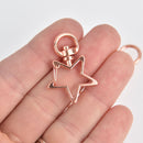 5 Rose Gold Key Chains with Star Clasp, swivel lobster key chain clasp fin0971