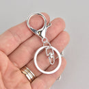 10 Large Silver Keychains with Clasp, lobster clasp, swivel key chain clasp fin0972