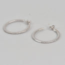 2 Silver Micro Pave Hoop Earrings, Post Back, fin0980