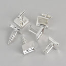 6 Square Cuff Link blanks, silver plated bezel tray fits 18mm fin0984