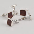 Rosewood Cuff Links, Platinum Plated Square Wood, 16x16mm square, 1 pair, fin0987