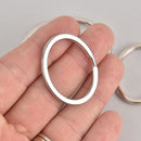 10 Oval Key Chain Rings, Silver Plated Double Loops Split Rings 1-1/2" x 1-1/8", fin0988