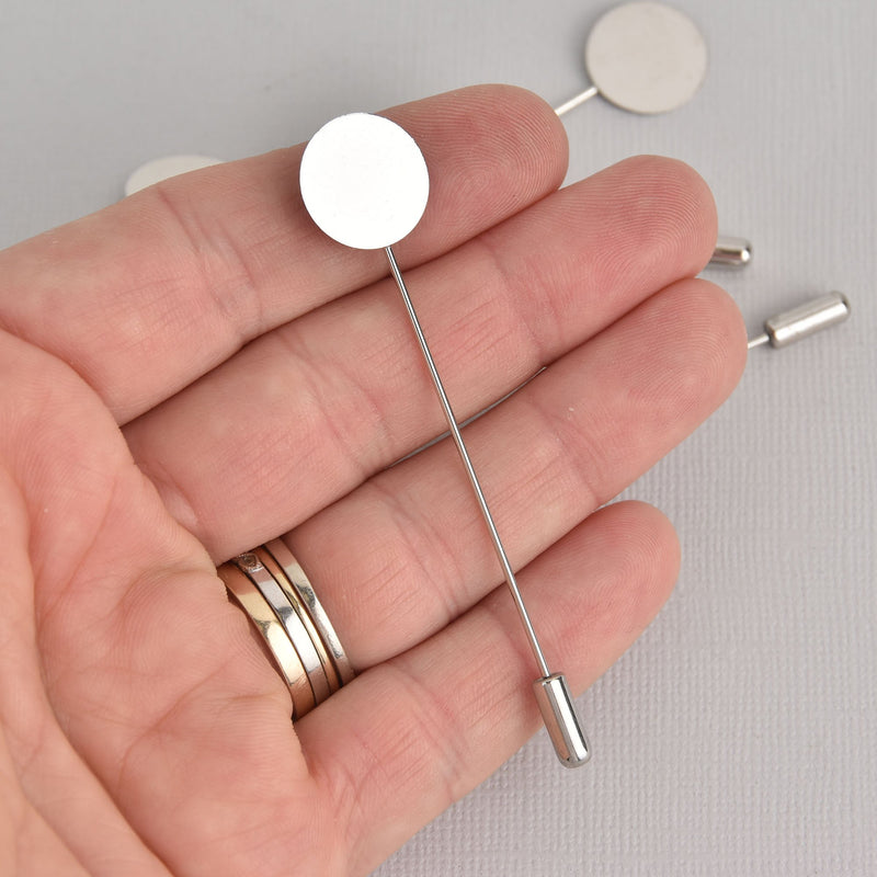 20 Stainless Steel Stick Pins, 15mm brooch pins, fits round pad, fin0994