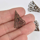 10 Filigree Bead Cones, Bronze Flower Wrap, 27mm, fin0998