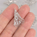10 Filigree Bead Cones, Dark Silver Flower Wrap, 27mm, fin1001
