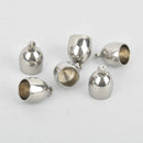 10 Silver Tassel Bead Caps, Leather Cord Ends with Bail Fits up to 6mm cord, stainless steel, fin1012