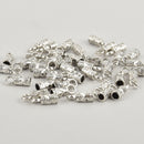 20 Silver Tassel Bead Caps, Leather Cord Ends with Bail Fits up to 3.5mm cord, fin1013