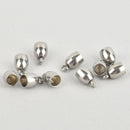 10 Silver Tassel Bead Caps, Leather Cord Ends with Bail Fits up to 4mm cord, stainless steel, fin1014