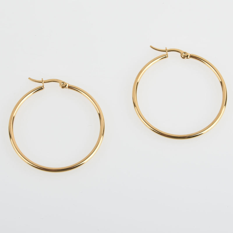 10 GOLD 35mm Huggie Earring Blanks Stainless Steel fin1149